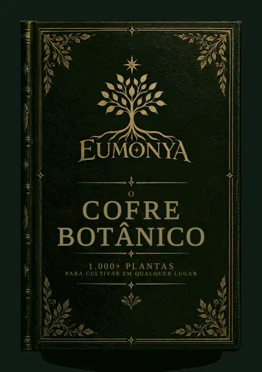 O livro O Cofre Botânico se abrindo para revelar seus capítulos
