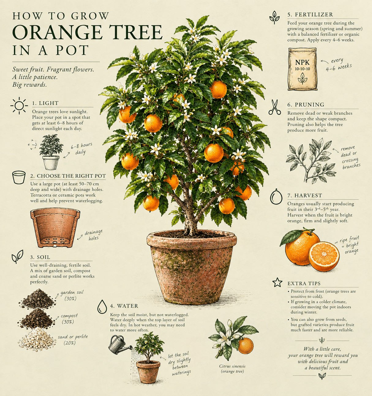 Citrus sinensis, orange tree