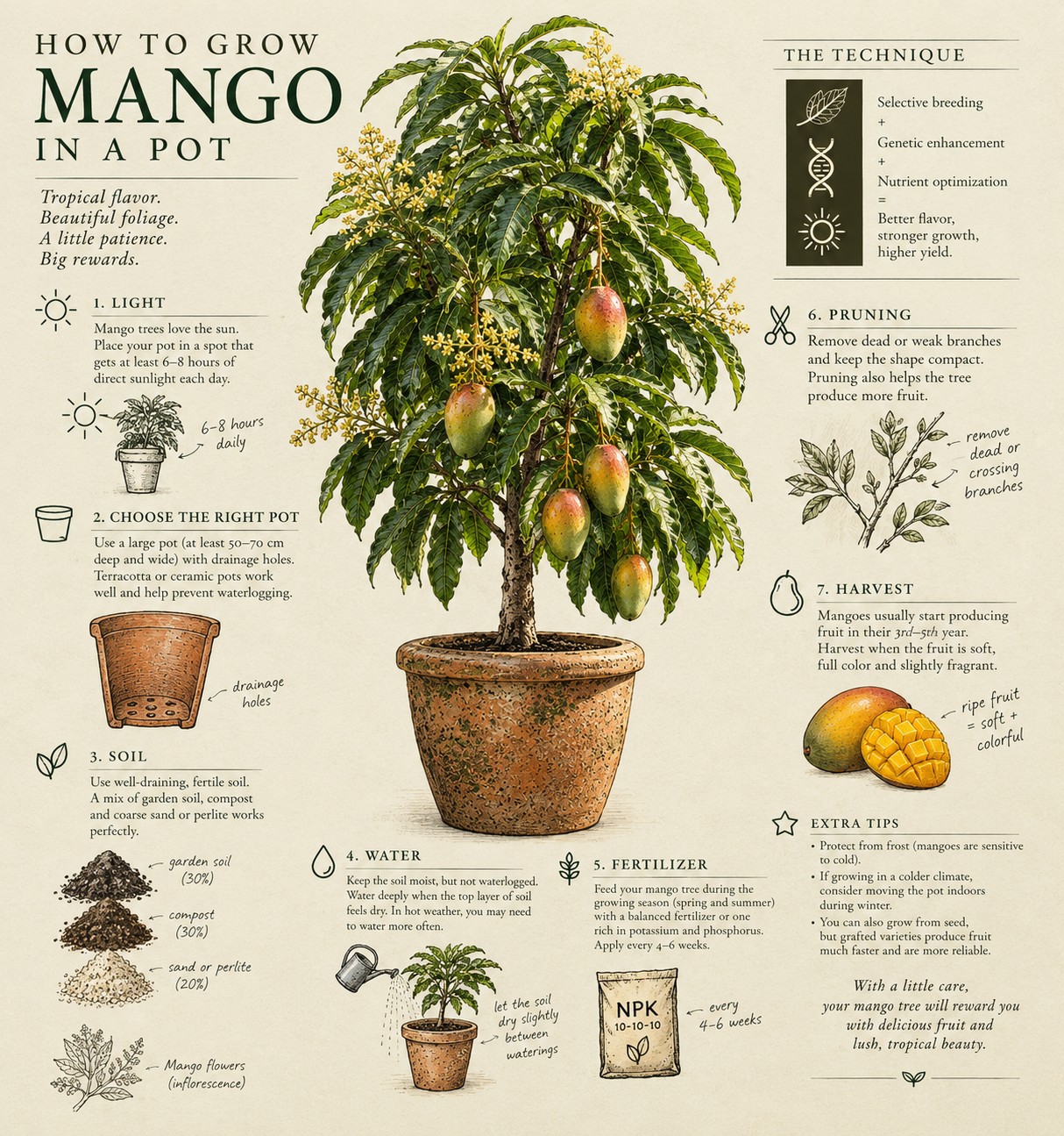 Mangifera indica, mango tree